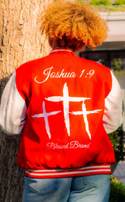 Blessed Brand Red Letterman Jacket – Faith in Every Stitch