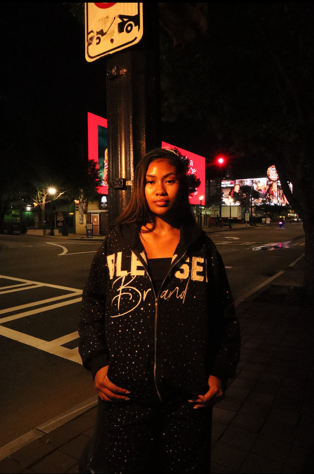 Blessed Brand Rhinestone Heavyweight Hoodie – Black