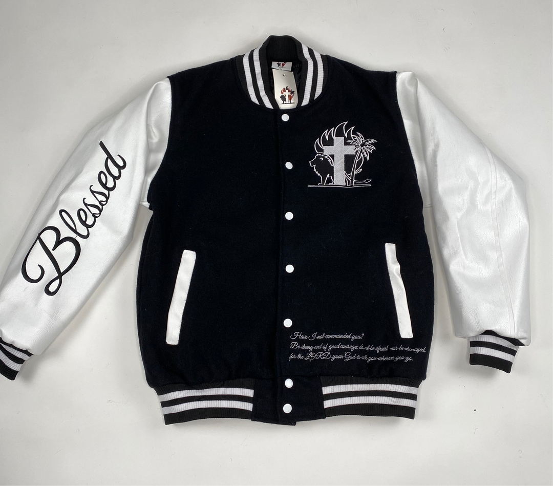 Blessed Brand Black Letterman Jacket