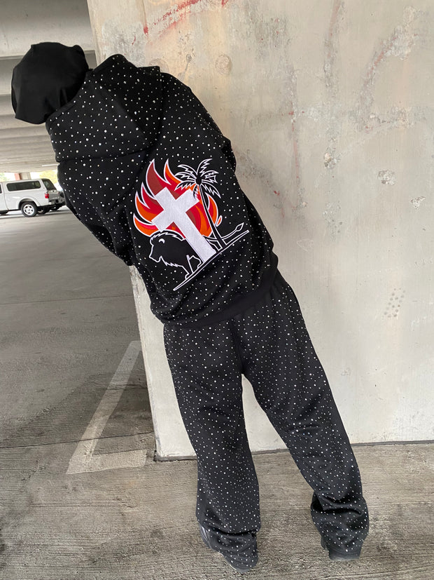 Blessed Brand Rhinestone Heavyweight Hoodie – Black