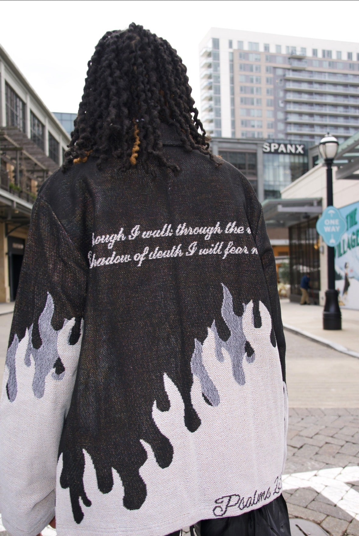青春YELL様 Psalms 23 Fire Flames Tapestry Zip Up Jacket Christian Apparel