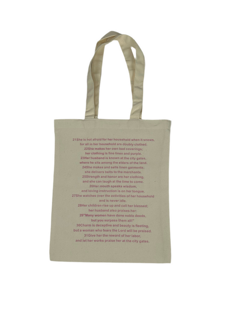 Proverbs 31 Tote Bag Beige