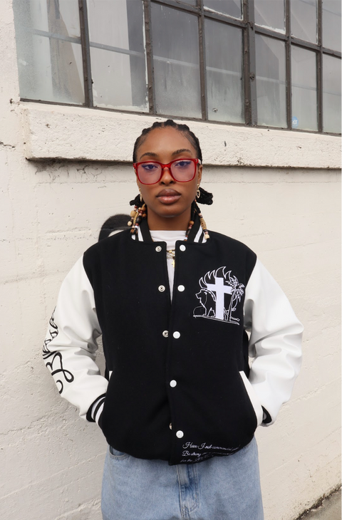Blessed Brand Black Letterman Jacket