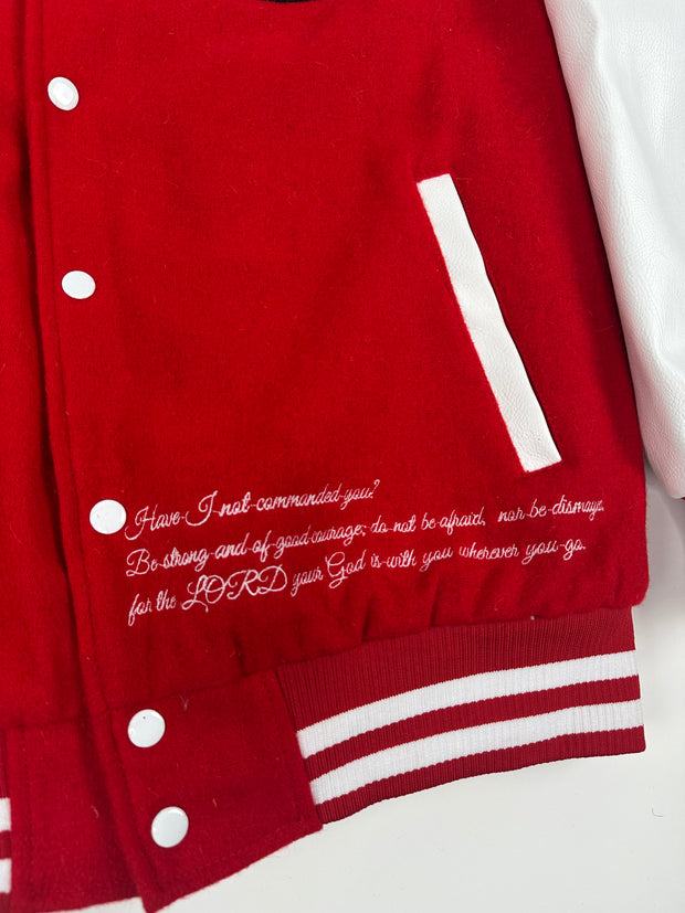 Blessed Brand Red Letterman Jacket – Faith in Every Stitch