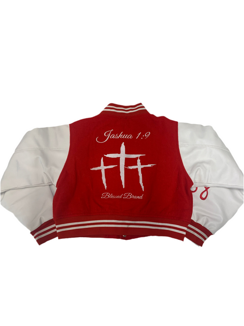 Cropped Red Letterman Jacket