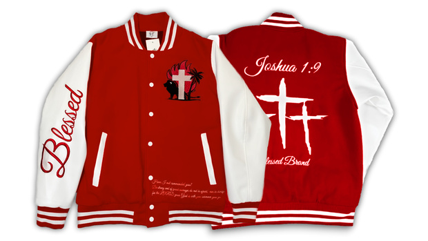 Blessed Brand Red Letterman Jacket – Faith in Every Stitch