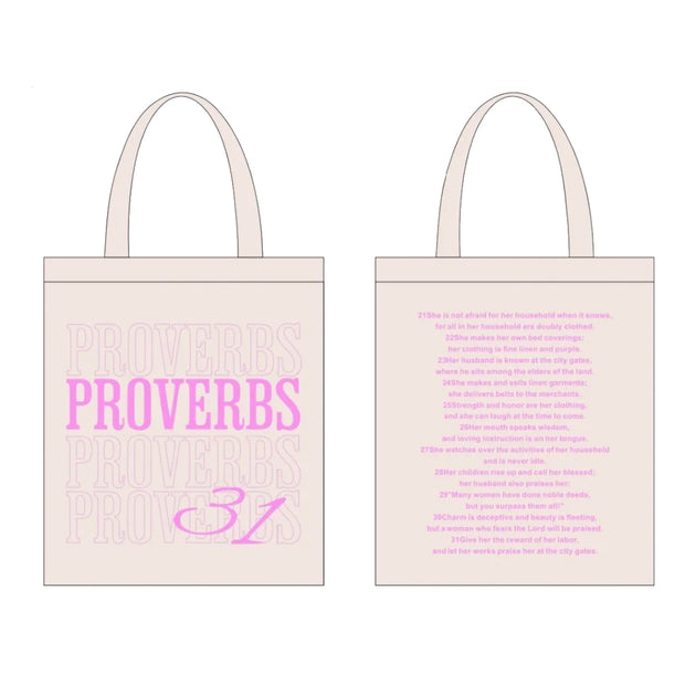 Proverbs 31 Tote Bag Beige