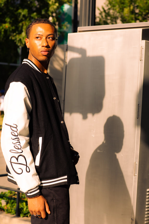 Blessed Brand Black Letterman Jacket
