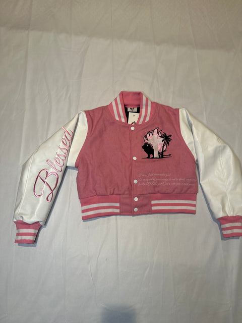 Cropped Red Letterman Jacket