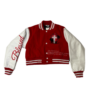 Cropped Red Letterman Jacket