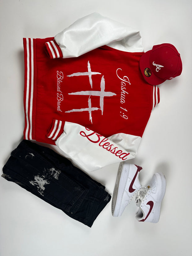 Blessed Brand Red Letterman Jacket – Faith in Every Stitch