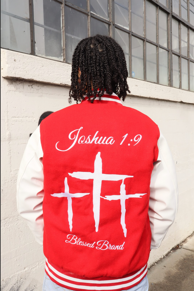 Blessed Brand Red Letterman Jacket – Faith in Every Stitch