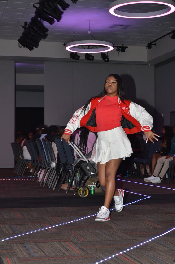 Cropped Red Letterman Jacket