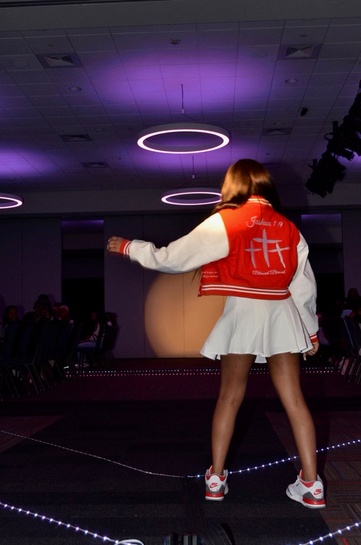 Cropped Red Letterman Jacket