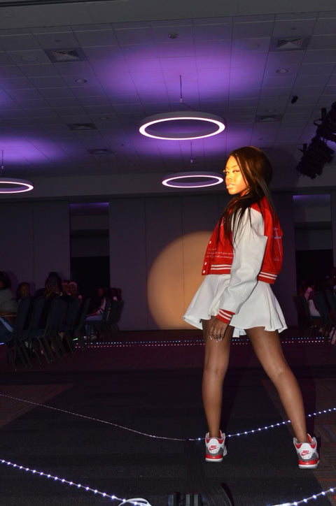 Cropped Red Letterman Jacket