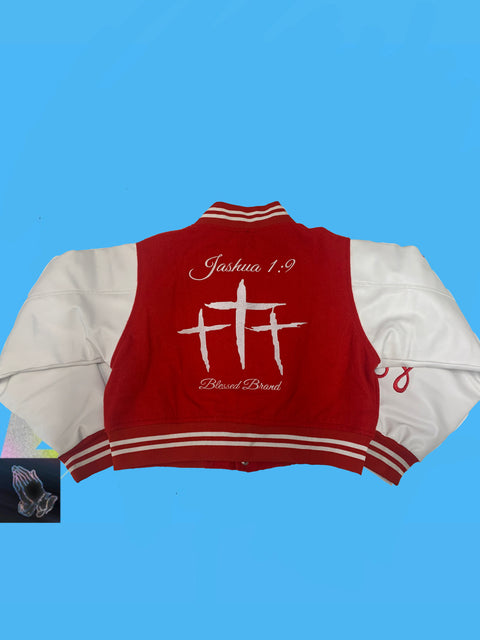 Cropped Red Letterman Jacket