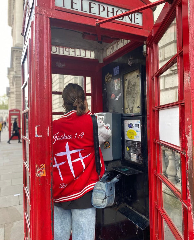 Blessed Brand Red Letterman Jacket – Faith in Every Stitch